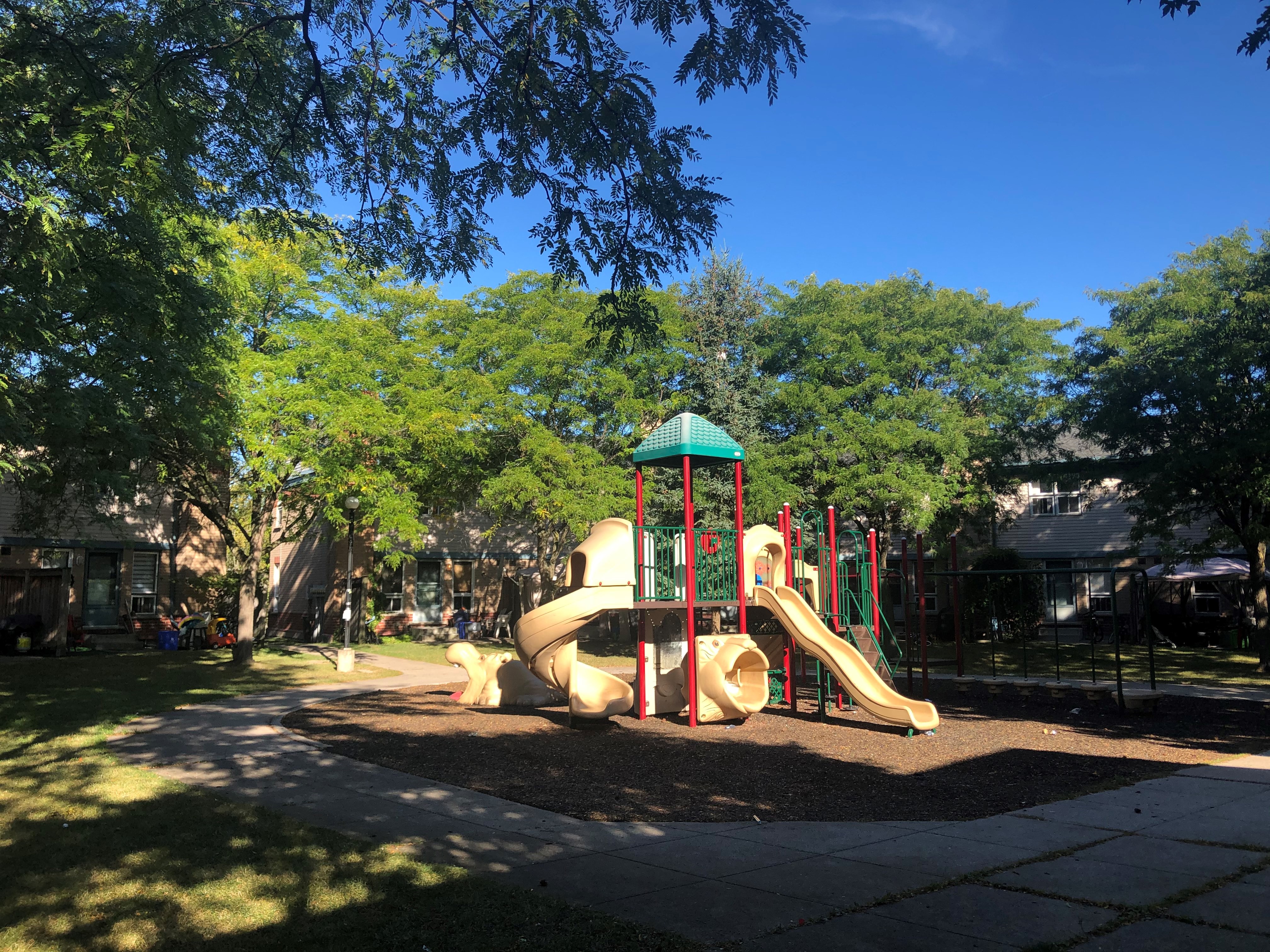 Playground with several trees surrounding